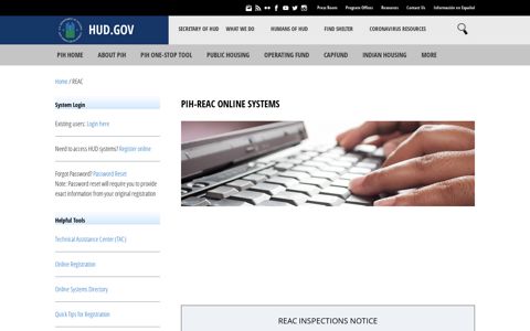 PIH-REAC Online Systems - HUD.gov