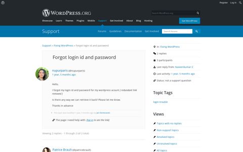 Forgot login id and password | WordPress.org
