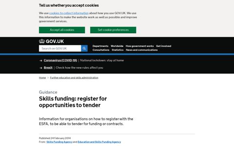 Skills funding: register for opportunities to tender - GOV.UK