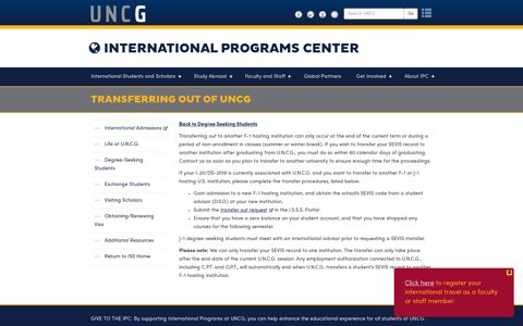 Transferring Out of UNCG | International Programs Center