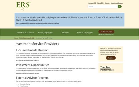Investment Service Providers | ERS