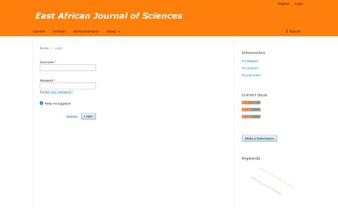 Login | East African Journal of Sciences