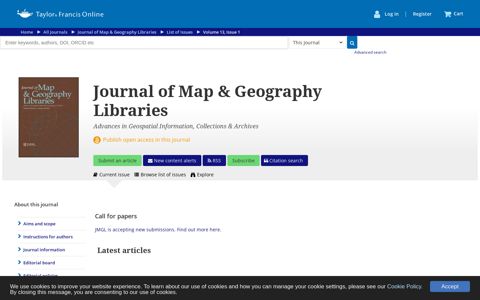 Journal of Map & Geography Libraries: Vol 13, No 1