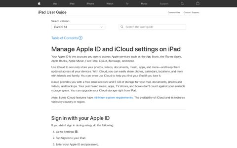 Manage Apple ID and iCloud settings on iPad - Apple Support