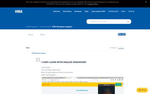 I cant login with mail/id password – HMA Support