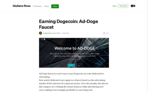Earning Dogecoin: Ad-Doge Faucet. Ad-Doge ... - Medium