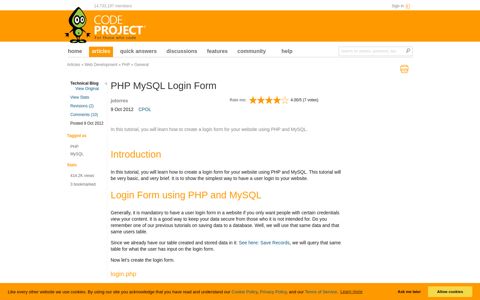 PHP MySQL Login Form - CodeProject