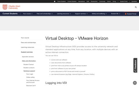 Virtual Desktop - VMware Horizon - Current Students