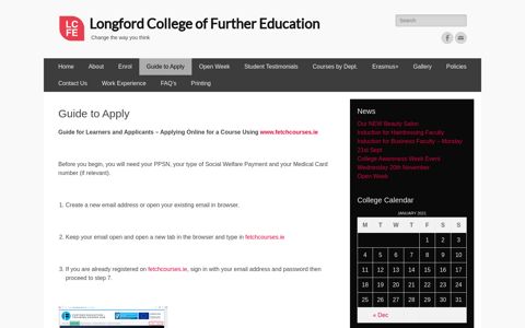 Guide to Apply | Longford College of Further Education