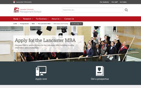 MBA Apply and Funding | Lancaster University