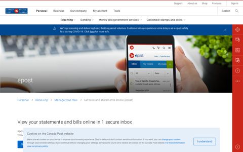 epost for online bills and statements | Personal | Canada Post