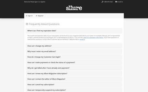 Frequently Asked Questions - Allure Customer Service