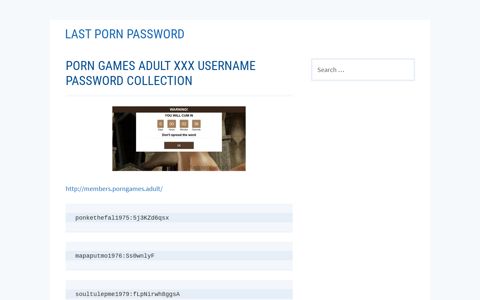 Porn Games Adult XXX Username Password Collection – Last ...