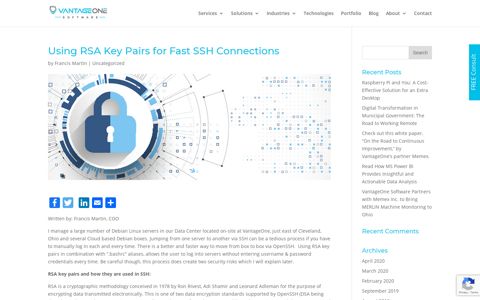 Using RSA Key Pairs for Fast SSH Connections - VantageOne ...