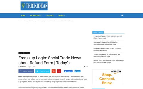 Frenzzup Login: Social Trade News about Refund Form ...