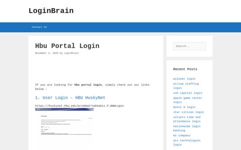 Hbu Portal - User Login - Hbu Huskynet - LoginBrain