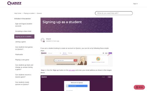 Signing up as a student – Help Center