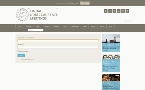 Log In | The Lindau Nobel Laureate Meetings