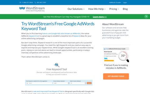 Try WordStream's Free Google AdWords Keyword Tool ...