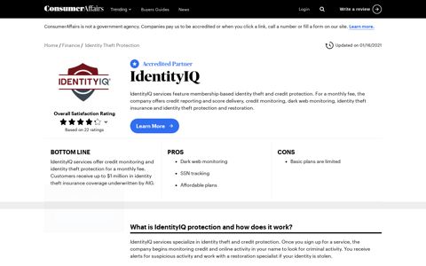 Top 17 IdentityIQ Reviews - ConsumerAffairs.com