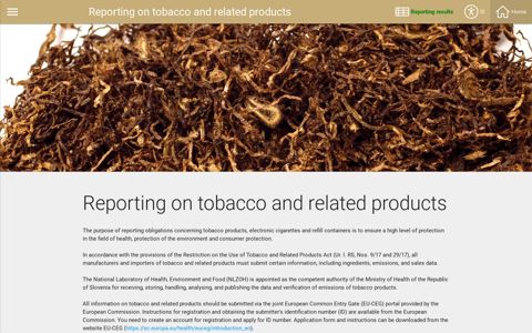 Reporting on tobacco and related products