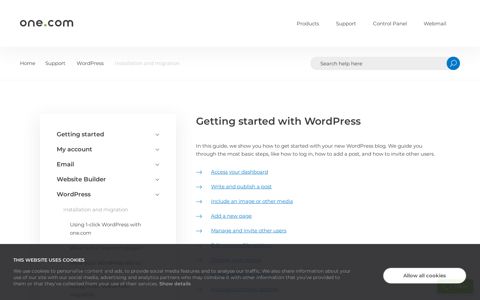 Getting started with WordPress – Support | one.com