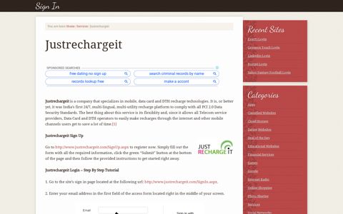 Justrechargeit Login – www.JustRechargeIt.com Sign In Account