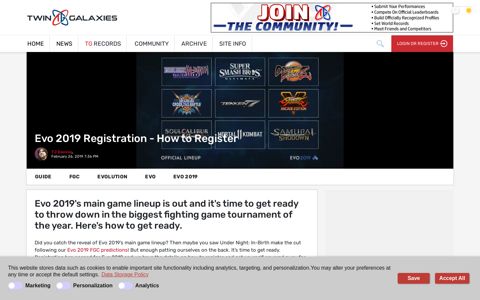 Evo 2019 Registration - How to Register - Twin Galaxies