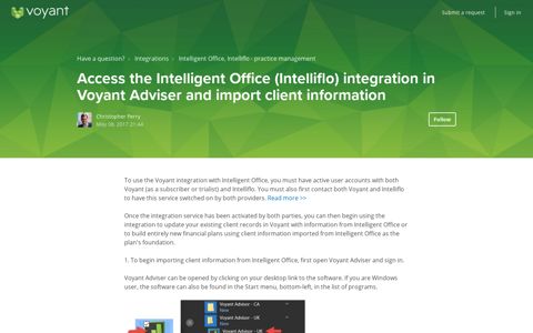 Access the Intelligent Office (Intelliflo) integration in Voyant ...