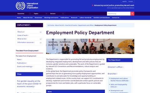 Employment Policy Department - ILO