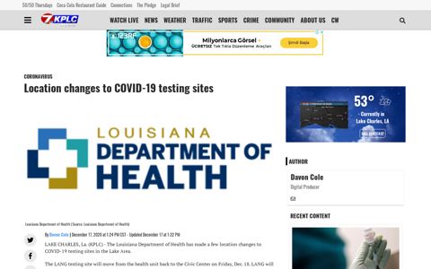 Location changes to COVID-19 testing sites - KPLC