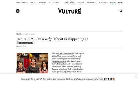 iCarly Reboot at Paramount+ to Star Miranda Cosgrove - Vulture