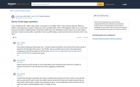 Game Circle login question - Amazon Forum