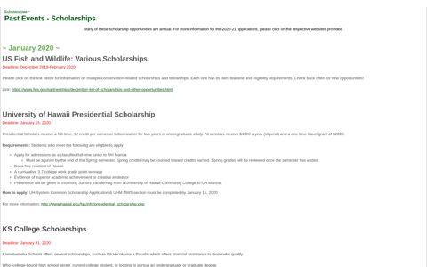 UH Manoa Student Scholarships - Google Sites