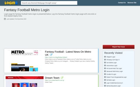 Fantasy Football Metro Login - Loginii.com