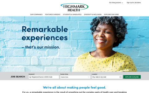 Highmark Health Careers Home Page