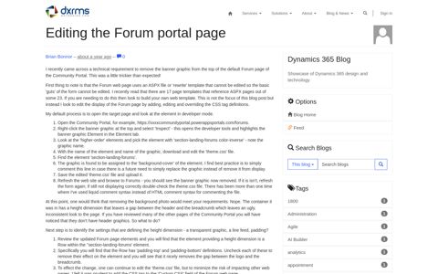 Editing the Forum portal page · dxrms - Dynamics xRM Solutions