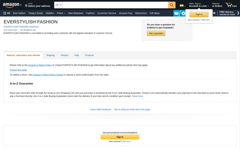 EVERSTYLISH FASHION - Amazon.in Seller Profile