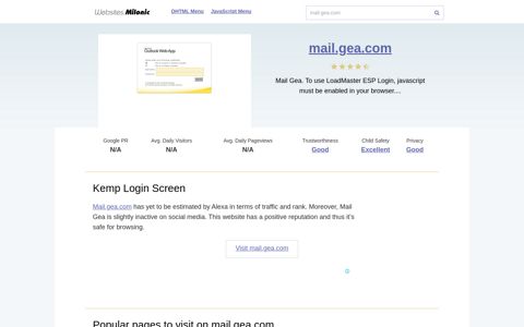 Mail.gea.com website. Kemp Login Screen.