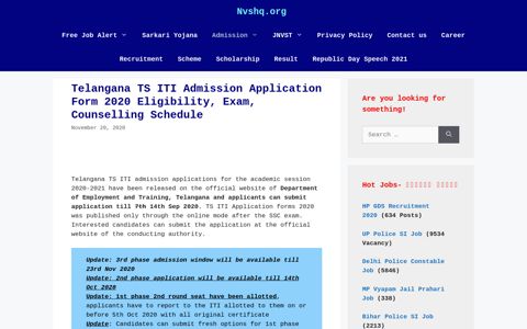 Telangana TS ITI Admission 2020 Reporting last date ...