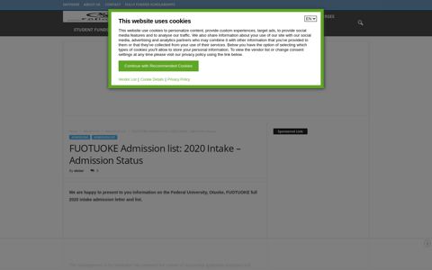 FUOTUOKE Admission list: 2020 Intake – Admission Status ...