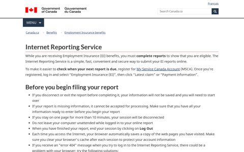 Internet Reporting Service - Canada.ca