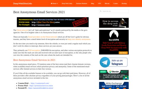Best Anonymous Email Services (Onion and Clearnet Urls) 2020