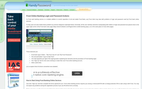 Frost Online Banking Login and Password Actions