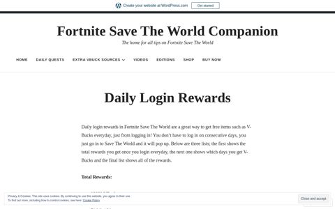 Daily Login Rewards – Fortnite Save The World Companion