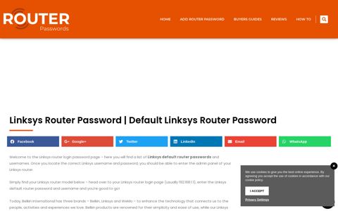 Linksys Router Password | Linksys Default Router Password