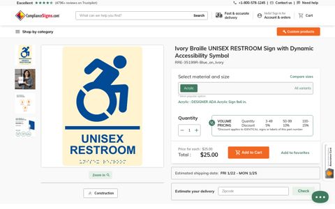 Ivory Braille UNISEX RESTROOM Sign with Dynamic ...