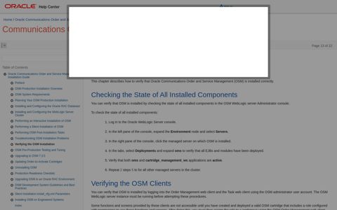 Verifying the OSM Installation - Oracle Help Center