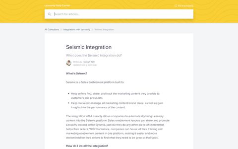 Seismic Integration | Lessonly Help Center