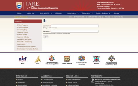 User account | IARE, Best Engineering College